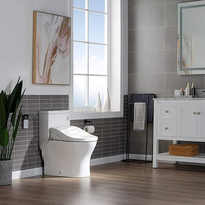WOODBRIDGE One Piece 1.1GPF/1.6 GPF Dual Flush Elongated Toilet with Advance Smart Toilet in White