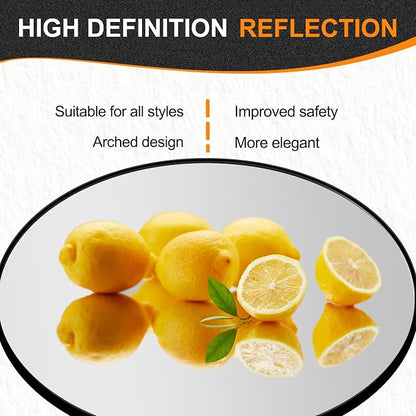 22 Inch Black Round Circle Mirror for Bathroom Wall, Metal Frame | HD tempered glass for clear, distortion-free reflection. Mounting hardware included for vertical or horizontal wall mount.