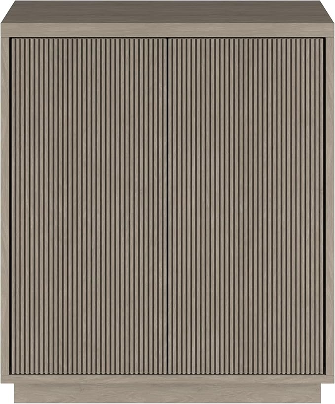 Henn&Hart 28" Fluted Wooden Accent Cabinet, Ribbed Modern Sideboard Buffet Cabinet with 2 Doors and an Adjustable Shelf for Living Room, Dining Room, Bedroom or Entryway, Weathered Gray
