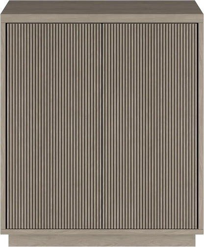 Henn&Hart 28" Fluted Wooden Accent Cabinet, Ribbed Modern Sideboard Buffet Cabinet with 2 Doors and an Adjustable Shelf for Living Room, Dining Room, Bedroom or Entryway, Weathered Gray