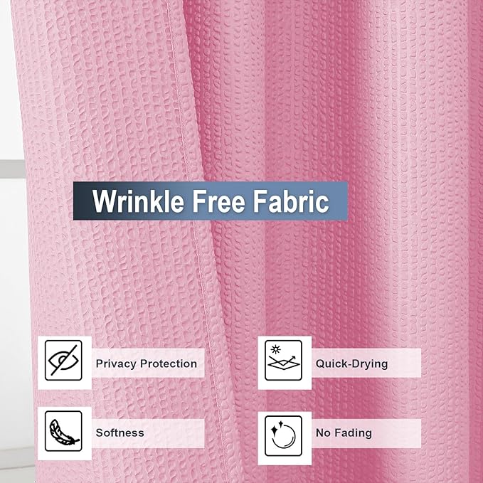 OWENIE Hot Pink Shower Curtain for Bathroom 72x72 Inch, 3D Embossed Textured Waffle Fabric Shower Curtains, Soft Hotel Farmhouse Style, Water Repellent, Machine Washable, Hot Pink, 72" W x 72" L