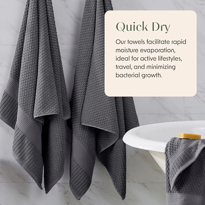 6 Pack 100% Cotton Hand Towels | Grey Towels | Oeko‑TEX Standard 100 | Soft & Absorbent, Quick‑Dry | Trinity Collection - Charcoal