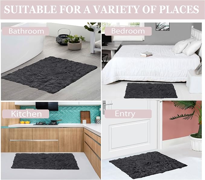 Home Weavers Bell Flower Collection 100% Cotton Tufted Bath Rugs, Extra Soft and Absorbent Bath Rugs, Non-Slip Bath Mats, Machine Washable, Bath Mats for Bathroom Floor and Tub, 22" Round, Gray