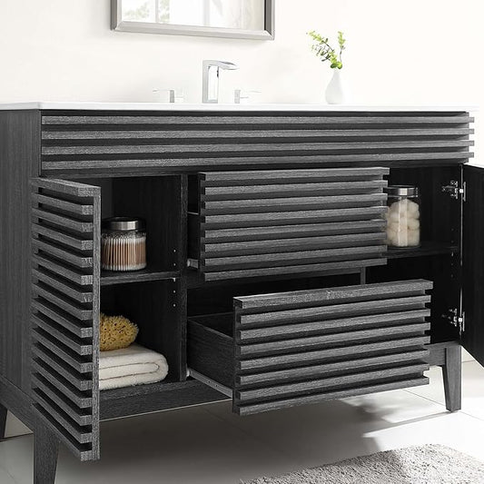 Modway Render 48" Single Bathroom Vanity in Charcoal White