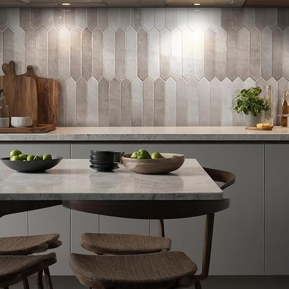 M S International Renzo Sterling Glossy Ceramic Picket Wall Tile for Bathroom, Kitchen Backsplash, Accent Wall, and Shower - Sample