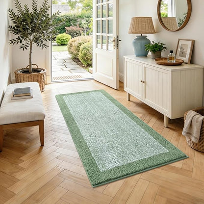 44x24 Large Bathroom Rugs Washable Non Slip, Green Bath Mat for Bathroom Floor Tub, Soft Absorbent Quick Dry Mats for Shower, Bathtub,Home Decor