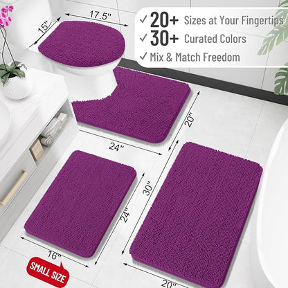 OLANLY Bathroom Runner Rugs 47x24, Extra Soft Absorbent Chenille Bath Rugs | Purple, Quick-Drying Rubber Backing, Washable Long Bath Mat for Bathroom Floor, Tub and Shower, Home Decor Accessories