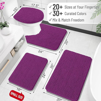 OLANLY Bathroom Runner Rugs 40x24, Extra Soft Absorbent Chenille Bath Rugs | Purple, Quick-Drying Rubber Backing, Washable Long Bath Mat for Bathroom Floor, Tub and Shower, Home Decor Accessories
