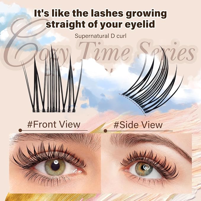 JMS&JMS Vivid Lash Clusters Kit with Spikes Natural Cluster Lashes Kit | Invisible Band Manga Eyelash Kit with Lash Bond and Seal Lash Remover Lash Extension Kit for Beginner (Coco-8-18mix)