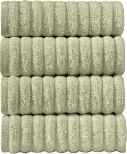 Elegant Comfort Luxury 100% Turkish Cotton Corduroy Ribbed 4 Pack Hand Towel Set 16 x 28 Inch - Absorbent, Super Soft, Quick Dry, Premium Towels for Bathroom, Gym, Spa and Hotel Use, Mint Green