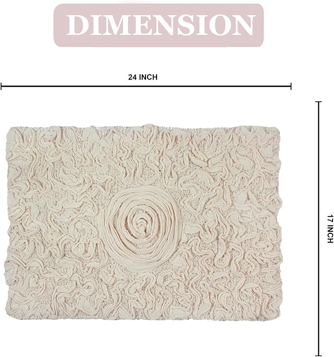 Home Weavers Bell Flower Collection 100% Cotton Tufted Bath Rugs, Extra Soft and Absorbent Bath Rugs, Non-Slip Bath Mats, Machine Washable, Bath Mats for Bathroom Floor, 17"x24" Rectangle, Ivory