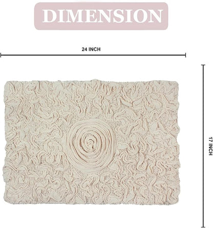 Home Weavers Bell Flower Collection 100% Cotton Tufted Bath Rugs, Extra Soft and Absorbent Bath Rugs, Non-Slip Bath Mats, Machine Washable, Bath Mats for Bathroom Floor, 17"x24" Rectangle, Ivory
