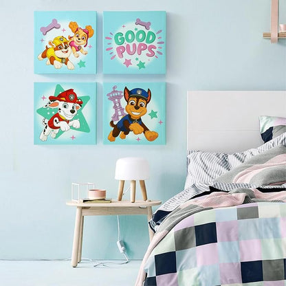 Nickelodeon Paw Patrol 4 Pack Square Canvas Wall Art Set, 11''x11'' each