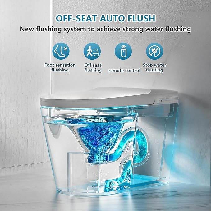 Smart Toilet with Bidet Built In with Warm Water Sprayer and Dryer | Foot Sensor Operation,Heated Seat toilet with LED Display for Bathroom,Auto Dual Flush