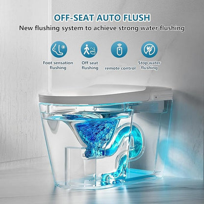 Smart Toilet with Bidet Built In with Warm Water Sprayer and Dryer | Foot Sensor Operation,Heated Seat toilet with LED Display for Bathroom,Auto Dual Flush
