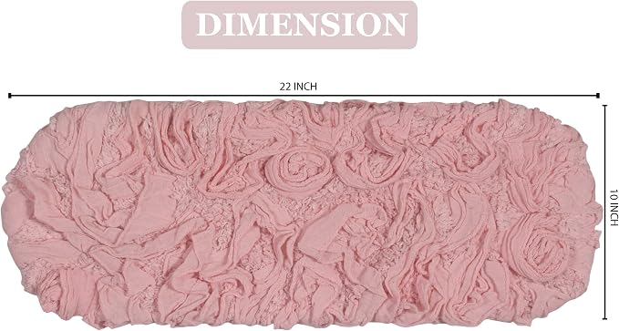 Home Weavers Bell Flower Toilet Tank Lid Cover – 10"x22", 100% Cotton, Tufted, Soft & Absorbent, Non-Slip, Machine Washable Bathroom Décor, Pink