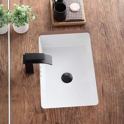 20 Inch Undermount Bathroom Sink Rectangular White,Flat Overflow Type | Ceramic Under Counter Bathroom Sinks Three-hole design (19.8"x 13.7")