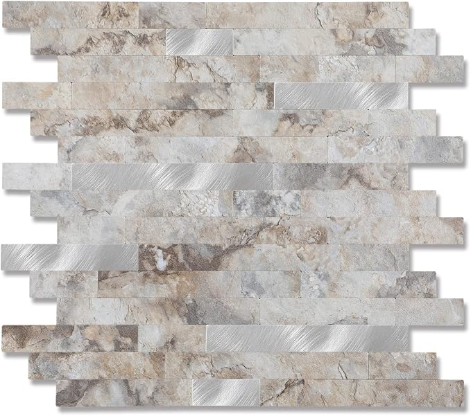 Yipscazo 2026 New Upgrade Peel and Stick Backsplash, Stick on Backsplash Tiles for Kitchen, Bathroom, Fireplace (20 Sheets, Perisa with Metal)