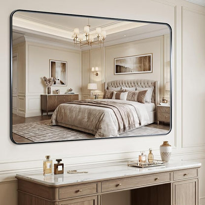 Koonmi Metal Framed Bathroom Mirror, 24"X42" Anti-Rust Bathroom Vanity Mirror, High-Definition Tempered Glass Bathroom Mirrors for Over Sink, Modern Decorative Wall Mirror for Restroom