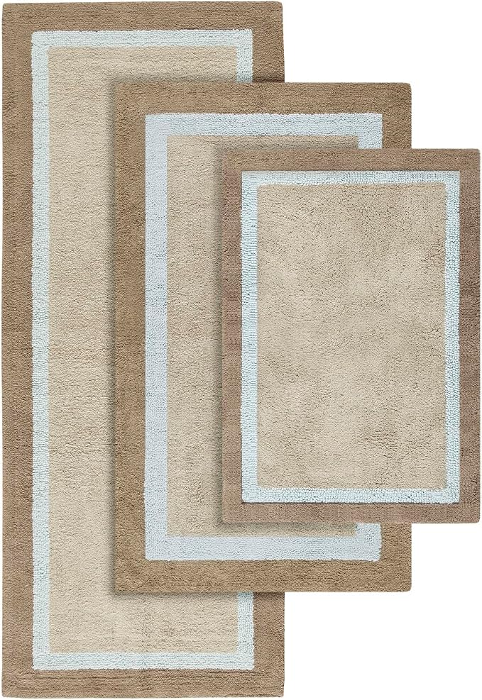 Madison Park Amherst Tufted Bath Rug Cotton Non-Slip, 24 x 60, Blue | Quick Dry, Ultra Soft, Pile, Machine Washable, Absorbent, OEKO-TEX Certified