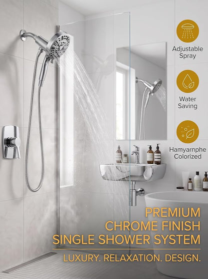 High Pressure Handheld Shower Head Chrome,9 Function Sprays Magnetic Rain Shower Head with Handheld,Anti-clog Nozzles, Built-in Power Wash to Clean Tub
