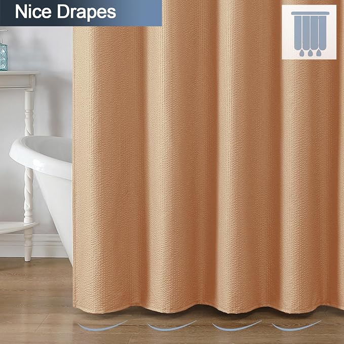 Coral Shower Curtain for Bathroom 72x72 Inch, 3D Embossed Textured Waffle Fabric Shower Curtains, Soft Hotel Farmhouse Style, Water Repellent, Machine Washable, Coral, 72" W x 72" L