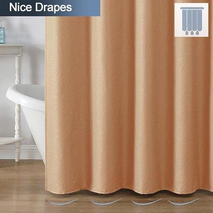 Coral Shower Curtain for Bathroom 72x72 Inch, 3D Embossed Textured Waffle Fabric Shower Curtains, Soft Hotel Farmhouse Style, Water Repellent, Machine Washable, Coral, 72" W x 72" L
