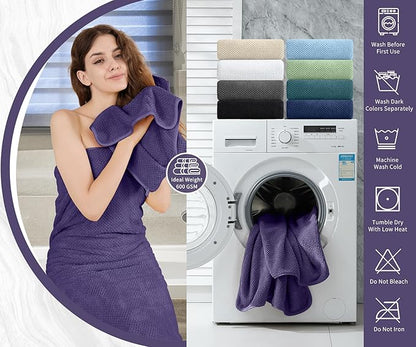 Extra Large Bath Towel Set of 4 (35"x70"),Oversized Bath Sheet Super Soft Highly Absorbent Jumbo Bathroom Towel Set Microfibers Quick Dry Shower Towel for Hotel,Bathroom,Guest,Spa,Gym (Pulm)