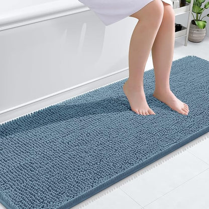 OLANLY Bathroom Runner Rugs 70x24, Extra Soft Absorbent Chenille Bath Rugs | Airy Blue, Quick-Drying Rubber Backing, Washable Long Bath Mat for Bathroom Floor, Tub and Shower, Home Decor Accessories