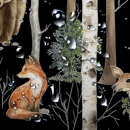 JAWO Rustic Forest Shower Curtains, Lodge Cabin Woodsy RV Shower Curtain, Wildlife Animals Woodland Campers Camping Bathroom Set with Hooks, 54x72 Inch, Black