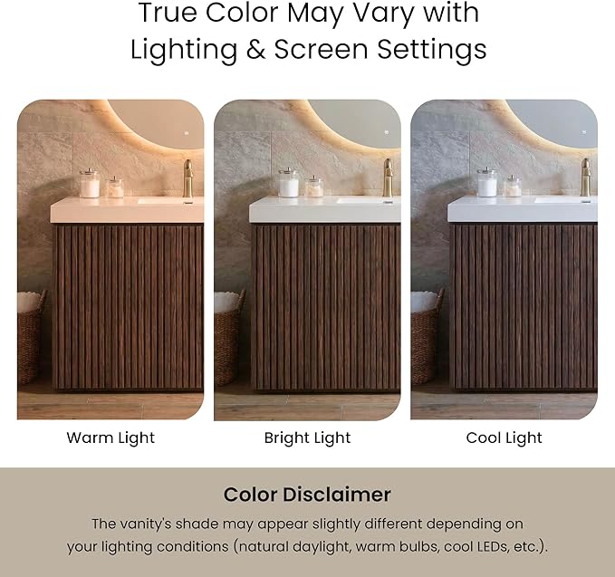 48" Bathroom Vanity with Sink Combo, Mid Century Modern Bathroom Cabinet with Doors & Open Shelf, Glossy White Integrated Sink with Overflow, Brown Walnut