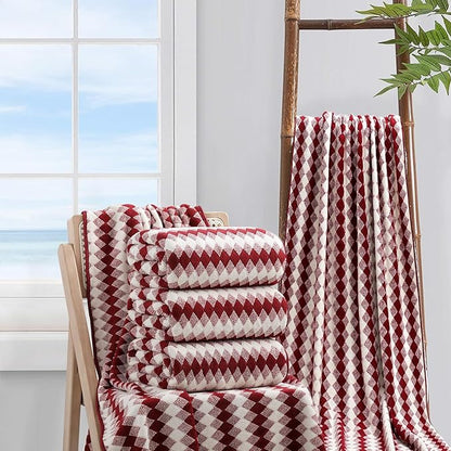 4 Piece Bath Towel Set Oversized Bath Sheet 35"x70" Bathroom Towel Extra Large Towel Set Soft Highly Absorbent & Quick Dry Premium Bath Sheet for Bathroom 600GSM Shower Towel Spa Gym Hotel,Burgundy