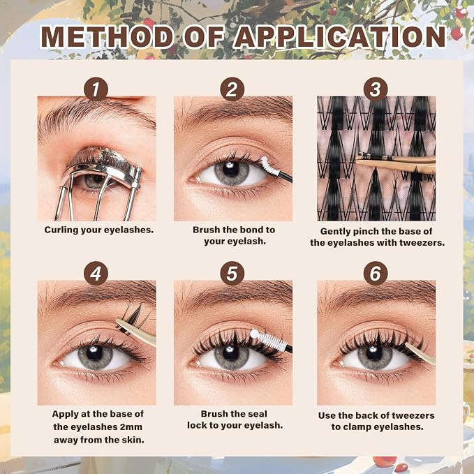 JMS&JMS Fairy Lash Clusters Kit Natural Cluster Lashes Invisible Band Manga Lashes with Lash Bond and Seal Eyelash Applictor Anime Lash Lash Extension Kit for Beginner (Fairy-8-18mix)