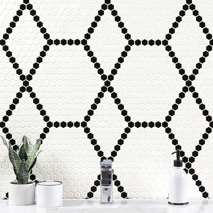 MSI White and Black 12 in.x 12 in. Hive Pattern Matte Porcelain Mosaic Tile for Kitchen Backsplash, Bathroom Wall, Shower, and Floor