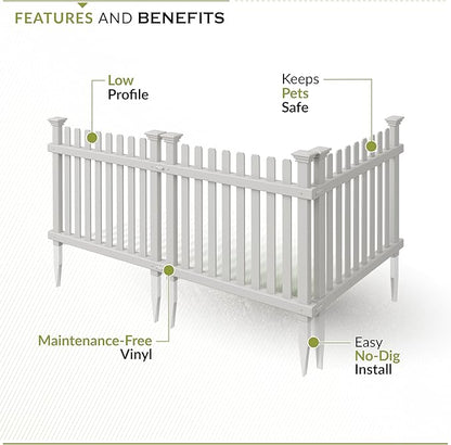 Zippity Roger Rabbit Garden Fence, White Vinyl DIY No Dig Kit | 2ftH x 2ftW, 3 Panels, Garden Border Edging, ZP19056