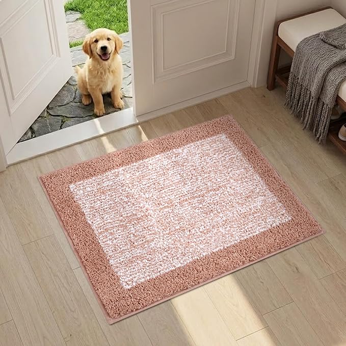 Bathroom Rugs 24x17 Non Slip Washable, Pink Bath Mat for Bathroom Floor Tub, Soft Absorbent Quick Dry Mats for Shower, Bathtub,Home Decor