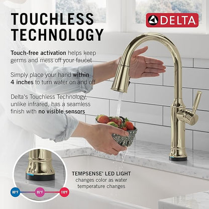 Delta Renaldi Kitchen Faucet with Pull Down Sprayer, Brushed Nickel Kitchen Sink Faucet, Delta ProClean, Lumicoat Polished Nickel 9184TL-PN-PR-DST