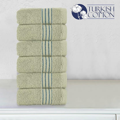 Elegant Comfort Premium Turkish Cotton 6 Pack Washcloths Set - 13 x 13 inch, Luxurious Hotel Spa Quality 100% Turkish Cotton 6PC Washcloth Set - Highly Absorbent - Soft Bathroom Towels, Mint Green