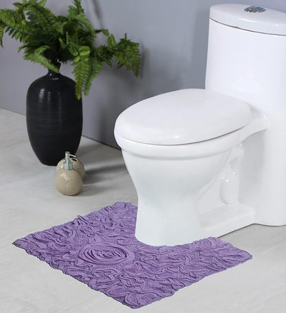Home Weavers Bell Flower Collection 100% Cotton Tufted Bath Rugs, Extra Soft and Absorbent Bath Rugs, Non-Slip Bath Mats, Machine Washable, Bath Mats for Bathroom Floor, 20"x20" Contour, Purple