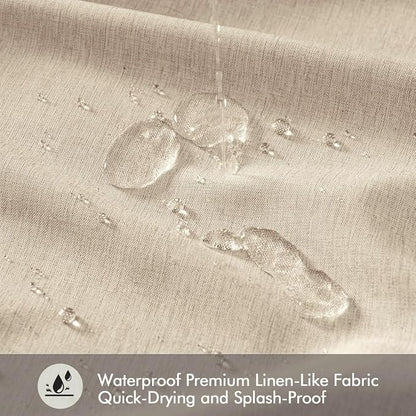 ANRODUO Copper Brown Linen Textured Fabric Shower Curtain Set - W72xL72 | Farmhouse Shower Curtain with 12 Metal Hooks, Waterproof Heavy Duty, Button Hole Design, Machine Washable for Bathroom