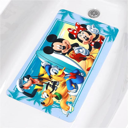 Ginsey Disney Mickey Mouse Summer Fun Decorative Bathtub Mat for Kids' Bathroom Decoration, Blue, Standard Tub Size