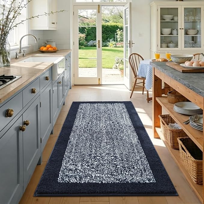 48x32 Large Bathroom Rugs Washable Non Slip, Dark Blue Bath Mat for Bathroom Floor Tub, Soft Absorbent Quick Dry Mats for Shower, Bathtub,Home Decor
