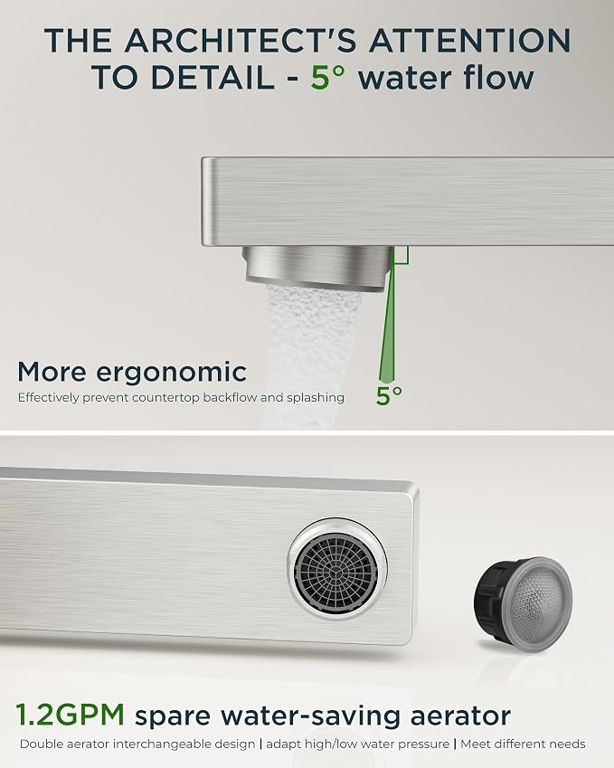 FORIOUS 2 Pack Brushed Nickel Bathroom Faucets 3 Hole, 8" Commercial Faucet | 8 Inch Widespread Bathroom Sink Faucet Brushed Nickel 3 Piece Set for Real Estate Procurement with Drain, Hose, Spare Aerator