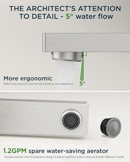 FORIOUS 2 Pack Brushed Nickel Bathroom Faucets 3 Hole, 8" Commercial Faucet | 8 Inch Widespread Bathroom Sink Faucet Brushed Nickel 3 Piece Set for Real Estate Procurement with Drain, Hose, Spare Aerator