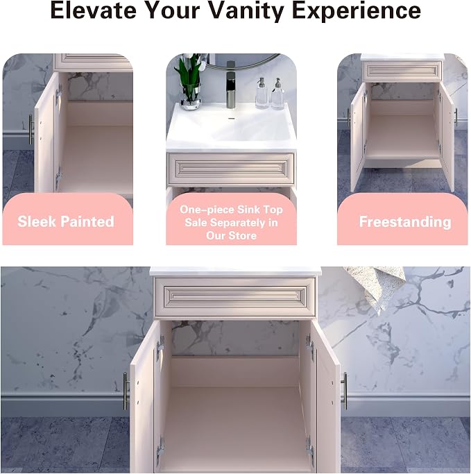 36" Antique White Bathroom Vanity Base – Ready-to-Assemble Sink Cabinet, Freestanding Bathroom Vanity Base Only, No Top or Sink
