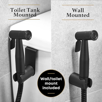 Purrfectzone Bidet, Stainless Steel Jet Spray for Toilet, Wall-Mounted - Matte Black