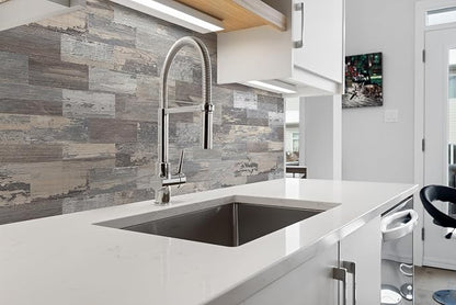 Yipscazo Peel and Stick backsplash 3 x 6 Inches 3D PVC Backsplash Wall Tile, Stick on Backsplash Tile for Kitchen Bathroom, Laundry Room, Fireplace(Light Wood, 32 Pieces)