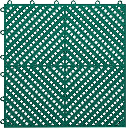 12-Pcs Interlocking Tile, Indoor/Outdoor Drainage Interlocking Floor Tiles 11.8" x 11.8", Anti-Slip Waterproof Soft PVC Splicing Flooring Tile for Garage Patio Pool Bathroom, Green