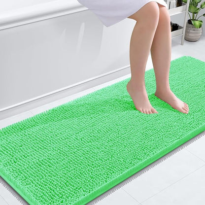 OLANLY Bathroom Runner Rugs 59x24, Extra Soft Absorbent Chenille Bath Rugs | Mint Green, Quick-Drying Rubber Backing, Washable Long Bath Mat for Bathroom Floor, Tub and Shower, Home Decor Accessories