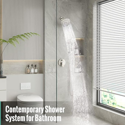 SR SUN RISE Shower Faucet - 8 Inch Multifunctional High Pressure Shower Head System with Handheld Shower Head Fixtures - Valve Included - Brushed Nickel